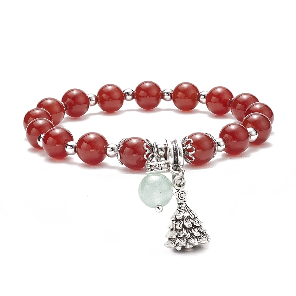 PandaHall Natural Red Agate Carnelian(Dyed & Heated) & Green Aventurine Stretch Bracelet with Alloy Christmas Tree Charm, Gemstone Jewelry...
PandaHall Natural Red Agate Carnelian(Dyed & Heated) & Green Aventurine Stretch Bracelet with Alloy Christmas Tree Charm, Gemstone Jewelry...