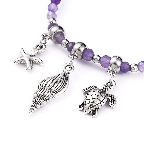 PandaHall Natural Amethyst Stretch Bracelets, with Alloy Pendants and Tube Bails, Spiral Shell & Sea Turtle & Starfish, 2-1/8 inch(5.4cm)...
PandaHall Natural Amethyst Stretch Bracelets, with Alloy Pendants and Tube Bails, Spiral Shell & Sea Turtle & Starfish, 2-1/8 inch(5.4cm)...