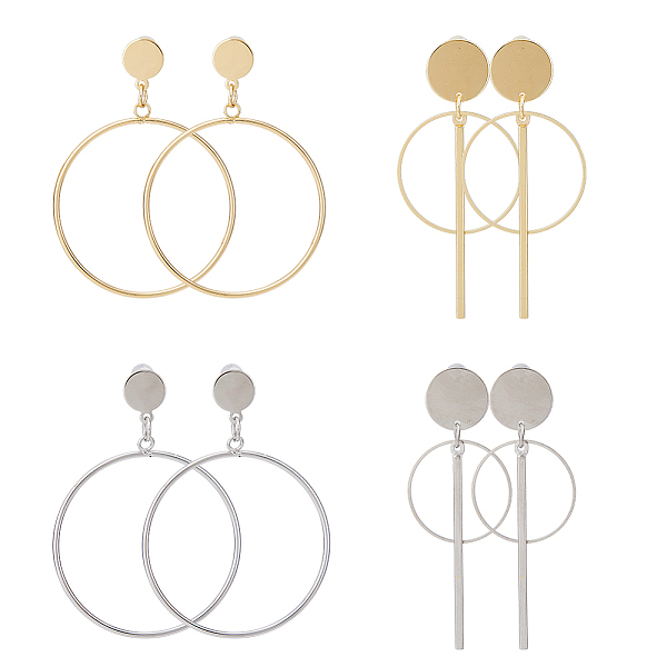 PandaHall FIBLOOM 4 Pair 4 Style Round Ring Alloy Dangle Stud Earrings for Women, Platinum & Golden, 63~67x25~45mm, 1 Pair/style Alloy Ring
PandaHall FIBLOOM 4 Pair 4 Style Round Ring Alloy Dangle Stud Earrings for Women, Platinum & Golden, 63~67x25~45mm, 1 Pair/style Alloy Ring