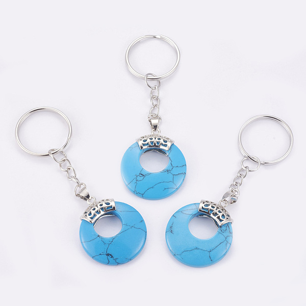 PandaHall Synthetic Turquoise Keychain, with Platinum Plated Iron Key Rings and Brass Findings, Flat Round, 84mm Synthetic Turquoise Flat...
PandaHall Synthetic Turquoise Keychain, with Platinum Plated Iron Key Rings and Brass Findings, Flat Round, 84mm Synthetic Turquoise Flat...