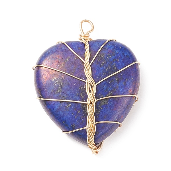 PandaHall Natural Lapis Lazuli Pendants, with Light Gold Tone Copper Wire Wrapped, Heart, 38~41x30~31x9mm, Hole: 3~4mm Lapis Lazuli Heart
PandaHall Natural Lapis Lazuli Pendants, with Light Gold Tone Copper Wire Wrapped, Heart, 38~41x30~31x9mm, Hole: 3~4mm Lapis Lazuli Heart