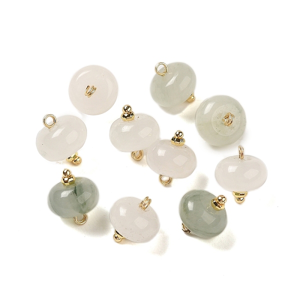 PandaHall Natural Jade Rondelle Charms with Rack Plating Brass Loops, Real 18K Gold Plated, Long-Lasting Plated, 11~11.5x10mm, Hole: 1.6mm...
PandaHall Natural Jade Rondelle Charms with Rack Plating Brass Loops, Real 18K Gold Plated, Long-Lasting Plated, 11~11.5x10mm, Hole: 1.6mm...