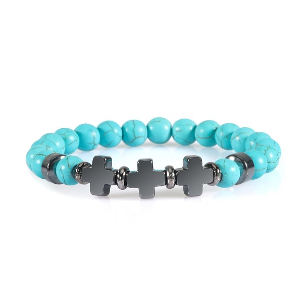 PandaHall Round Dyed Synthetic Turquoise Beaded Stretch Bracelets, Cross Synthetic Non-magnetic Hematite Bracelets for Women Men Synthetic...
PandaHall Round Dyed Synthetic Turquoise Beaded Stretch Bracelets, Cross Synthetic Non-magnetic Hematite Bracelets for Women Men Synthetic...