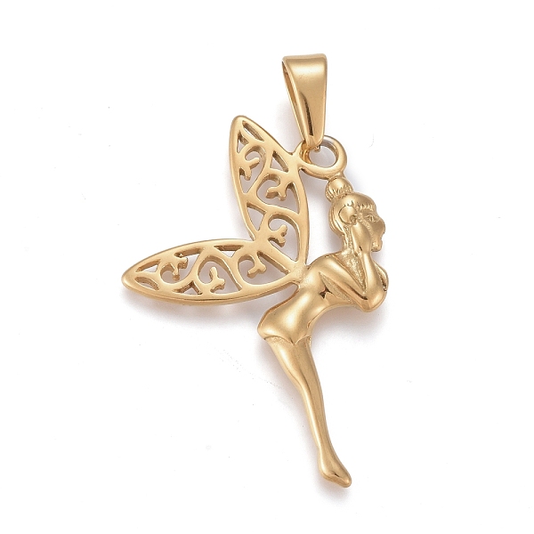 PandaHall 304 Stainless Steel Pendants, Fairy, Golden, 40x31x3mm, Hole: 4.5x9.5mm 304 Stainless Steel Angel & Fairy
PandaHall 304 Stainless Steel Pendants, Fairy, Golden, 40x31x3mm, Hole: 4.5x9.5mm 304 Stainless Steel Angel & Fairy
