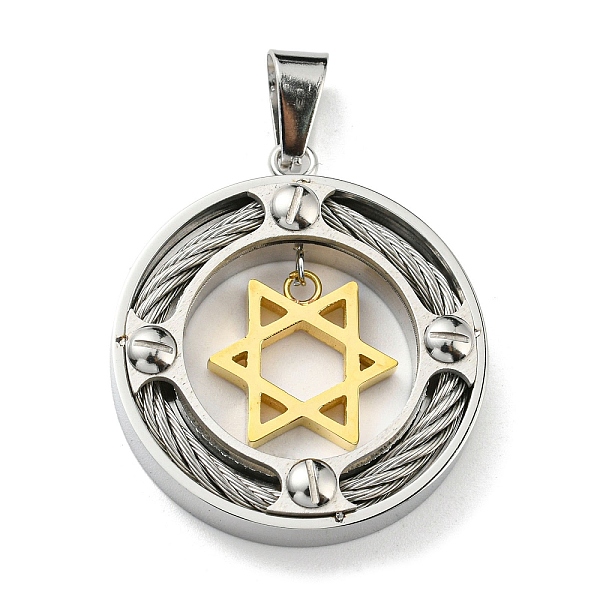 PandaHall Ion Plating(IP) 304 Stainless Steel Pendants, Flat Round with Star of David, Golden & Stainless Steel Color, 33.5x29.5x6mm, Hole...
PandaHall Ion Plating(IP) 304 Stainless Steel Pendants, Flat Round with Star of David, Golden & Stainless Steel Color, 33.5x29.5x6mm, Hole...