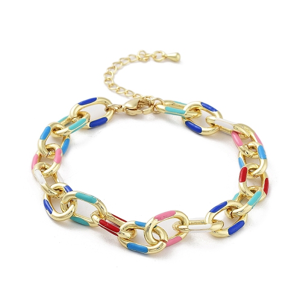 PandaHall Brass Cable Chain Bracelets, with Colorful Enamel, Real 18K Gold Plated, 7-7/8 inch(20cm), Wide: 9mm Brass
PandaHall Brass Cable Chain Bracelets, with Colorful Enamel, Real 18K Gold Plated, 7-7/8 inch(20cm), Wide: 9mm Brass