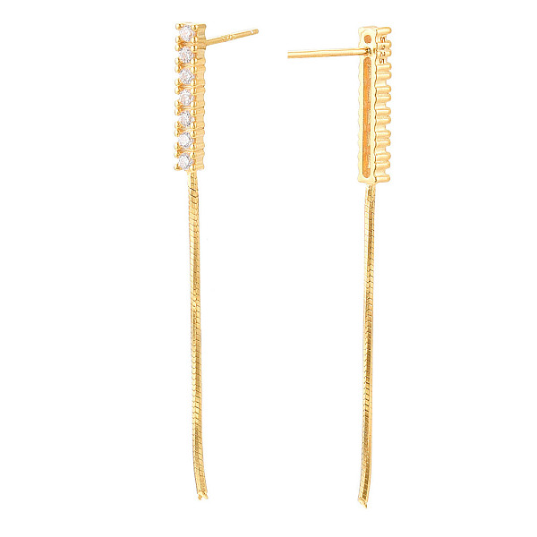 PandaHall 925 Sterling Silver Stud Earring Findings Micro Pave Cubic Zirconia, with S925 Stamp, Cuboid with Snake Chain, Real 18K Gold..., Clear
PandaHall 925 Sterling Silver Stud Earring Findings Micro Pave Cubic Zirconia, with S925 Stamp, Cuboid with Snake Chain, Real 18K Gold..., Clear