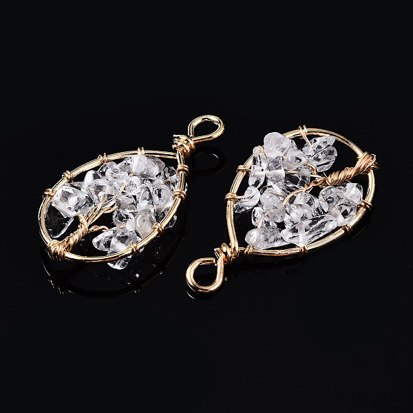 PandaHall Natural Quartz Crystal Pendants, Golden Tone Brass Wire Wrapped, Tree, Oval, 39.5~40.5x21.5~22.5x5.5~6.5mm, Hole: 4mm Quartz...
PandaHall Natural Quartz Crystal Pendants, Golden Tone Brass Wire Wrapped, Tree, Oval, 39.5~40.5x21.5~22.5x5.5~6.5mm, Hole: 4mm Quartz...