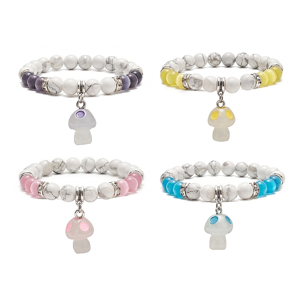 PandaHall 4Pcs 4 Color Natural Howlite Round Beaded Stretch Bracelets Set, Glow in the Dark Luminous Resin Mushroom Charms Stackable..., Multicolor
PandaHall 4Pcs 4 Color Natural Howlite Round Beaded Stretch Bracelets Set, Glow in the Dark Luminous Resin Mushroom Charms Stackable..., Multicolor