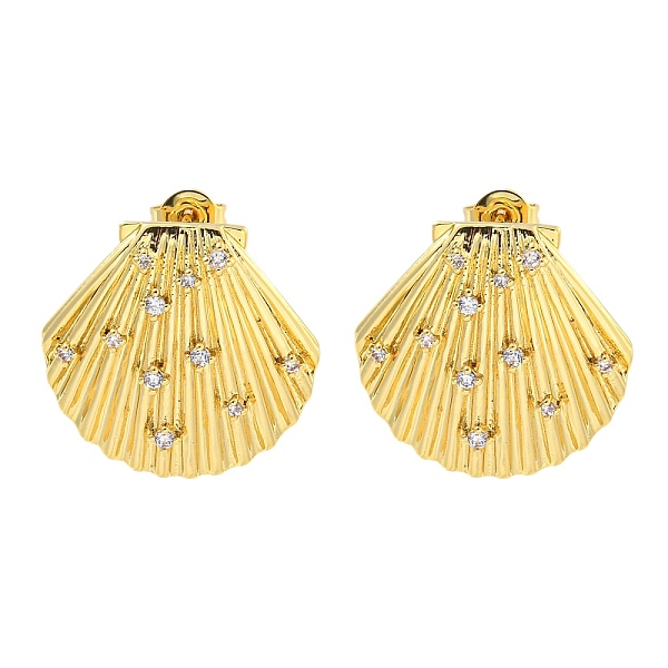 PandaHall Rack Plating Brass Micro Pave Cubic Zirconia Stud Earring, Cadmium Free & Lead Free, Long-Lasting Plated, Shell Shape, Clear, Real...
PandaHall Rack Plating Brass Micro Pave Cubic Zirconia Stud Earring, Cadmium Free & Lead Free, Long-Lasting Plated, Shell Shape, Clear, Real...