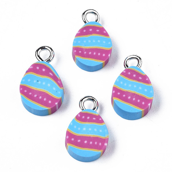 PandaHall Handmade Polymer Clay Charms, with Platinum Tone Iron Loop, Easter Egg, Deep Sky Blue, 13~14.5x8~9x4~5mm, Hole: 2mm Polymer Clay...
PandaHall Handmade Polymer Clay Charms, with Platinum Tone Iron Loop, Easter Egg, Deep Sky Blue, 13~14.5x8~9x4~5mm, Hole: 2mm Polymer Clay...