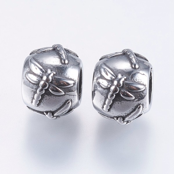 PandaHall 304 Stainless Steel European Beads, Large Hole Beads, Rondelle with Dragonfly, Antique Silver, 10x8mm, Hole: 5mm 304 Stainless...
PandaHall 304 Stainless Steel European Beads, Large Hole Beads, Rondelle with Dragonfly, Antique Silver, 10x8mm, Hole: 5mm 304 Stainless...