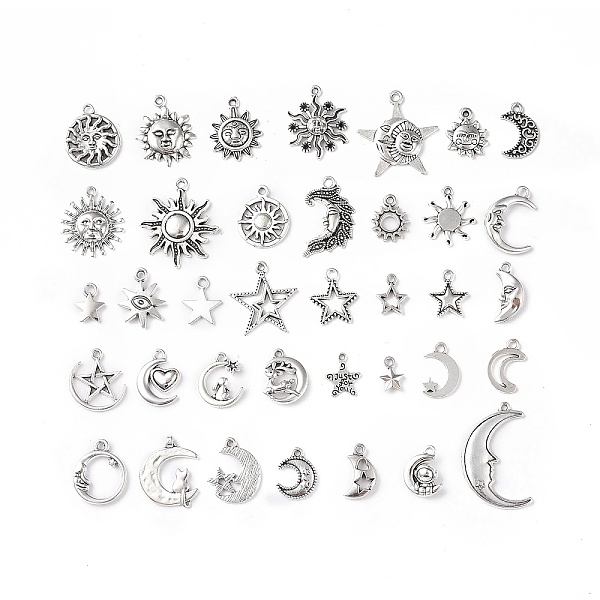 PandaHall Tibetan Style Alloy Pendants, Sun & Moon & Star Charms, Antique Silver, 11~32x8~24x1.5~4mm, Hole: 1.8mm, 35pcs/set Alloy Mixed...
PandaHall Tibetan Style Alloy Pendants, Sun & Moon & Star Charms, Antique Silver, 11~32x8~24x1.5~4mm, Hole: 1.8mm, 35pcs/set Alloy Mixed...