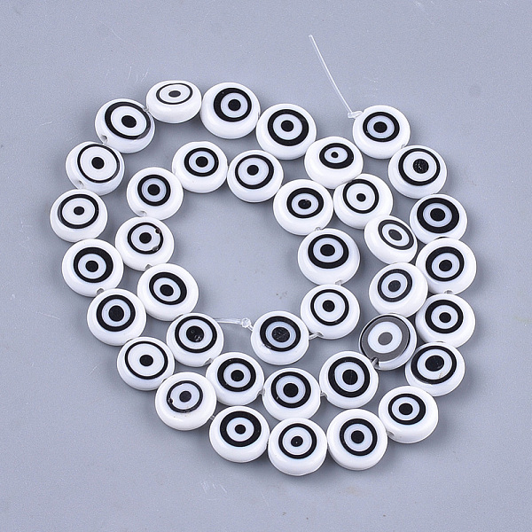PandaHall Handmade Evil Eye Lampwork Beads Strands, Flat Round, White, 9.5x3.5mm, Hole: 1.2mm, about 38pcs/strand, 14.1 inch~14.5 inch...
PandaHall Handmade Evil Eye Lampwork Beads Strands, Flat Round, White, 9.5x3.5mm, Hole: 1.2mm, about 38pcs/strand, 14.1 inch~14.5 inch...