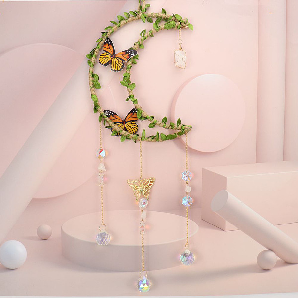 PandaHall Leaf Butterfly Hemp Rope Wrapped Moon & Natural Quartz Crystal Nuggets Hanging Ornaments, Glass Teardrop Tassel Suncatchers for...
PandaHall Leaf Butterfly Hemp Rope Wrapped Moon & Natural Quartz Crystal Nuggets Hanging Ornaments, Glass Teardrop Tassel Suncatchers for...