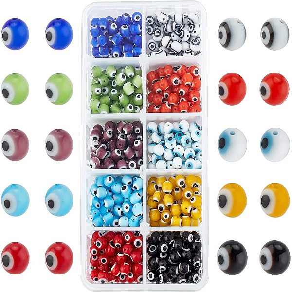 PandaHall Handmade Evil Eye Lampwork Beads, Round, Mixed Color, 6mm, Hole: 1mm, about 50pcs/compartment, 500pcs/box Lampwork Evil Eye..., Multicolor
PandaHall Handmade Evil Eye Lampwork Beads, Round, Mixed Color, 6mm, Hole: 1mm, about 50pcs/compartment, 500pcs/box Lampwork Evil Eye..., Multicolor