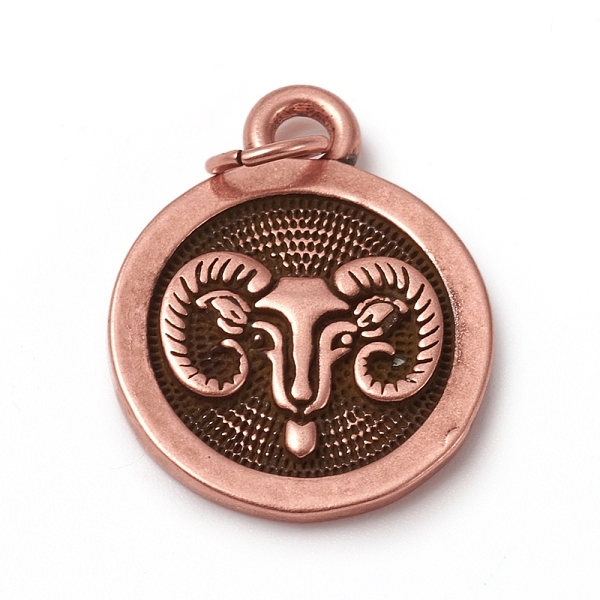 PandaHall Brass Pendants, with Jump Rings, Long-Lasting Plated, Flat Round with 12 Constellation/Zodiac Sign, Antique Rose Gold, Aries...
PandaHall Brass Pendants, with Jump Rings, Long-Lasting Plated, Flat Round with 12 Constellation/Zodiac Sign, Antique Rose Gold, Aries...