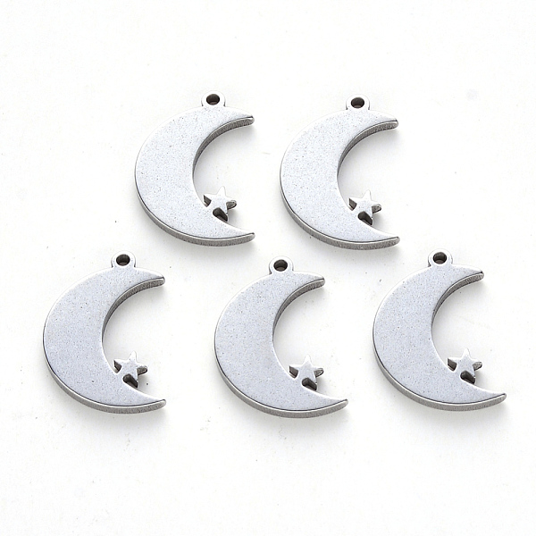 PandaHall 304 Stainless Steel Pendants, Laser Cut, Moon with Star, Stainless Steel Color, 17x12x1mm, Hole: 1.2mm 304 Stainless Steel Moon
PandaHall 304 Stainless Steel Pendants, Laser Cut, Moon with Star, Stainless Steel Color, 17x12x1mm, Hole: 1.2mm 304 Stainless Steel Moon
