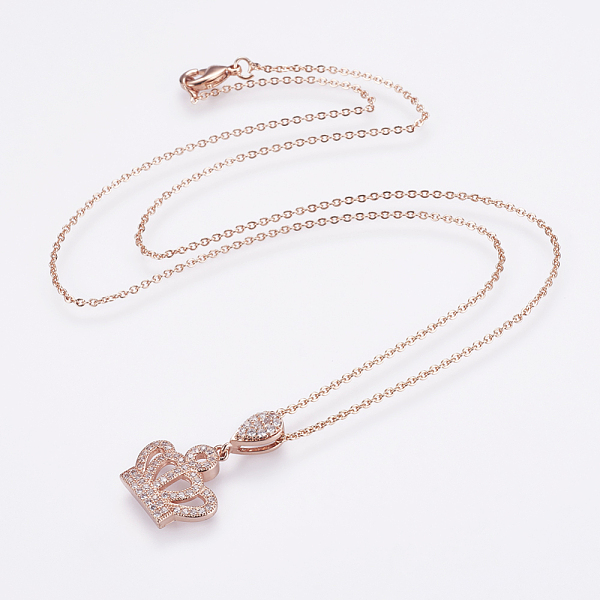 PandaHall Brass Micro Pave Cubic Zirconia Pendant Necklaces, with Brass Cable Chains, Real Rose Gold Plated, Crown, 17.7 inch(45cm) Cubic...
PandaHall Brass Micro Pave Cubic Zirconia Pendant Necklaces, with Brass Cable Chains, Real Rose Gold Plated, Crown, 17.7 inch(45cm) Cubic...