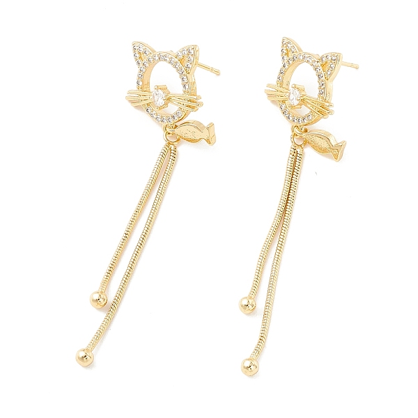 PandaHall Clear Cubic Zirconia Cat and Fish with Long Tassel Dangle Stud Earrings, Brass Jewelry for Women, Golden, 61x17.5mm, Pin: 0.5mm...
PandaHall Clear Cubic Zirconia Cat and Fish with Long Tassel Dangle Stud Earrings, Brass Jewelry for Women, Golden, 61x17.5mm, Pin: 0.5mm...