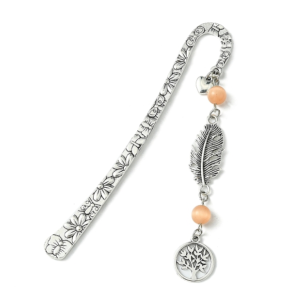 PandaHall Tree of Life Feather Tibetan Style Alloy Pendant Bookmark with Cat Eye, Tibetan Style Hook Bookmarks, PeachPuff, 123x20mm Alloy..., Brown
PandaHall Tree of Life Feather Tibetan Style Alloy Pendant Bookmark with Cat Eye, Tibetan Style Hook Bookmarks, PeachPuff, 123x20mm Alloy..., Brown