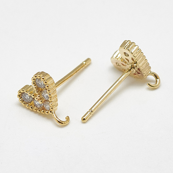 PandaHall Brass Ear Studs, with Cubic Zirconia and Loop, Heart, Clear, Real 18K Gold Plated, 8x7.5mm, Hole: 1mm, Pin: 1mm Brass+Cubic...
PandaHall Brass Ear Studs, with Cubic Zirconia and Loop, Heart, Clear, Real 18K Gold Plated, 8x7.5mm, Hole: 1mm, Pin: 1mm Brass+Cubic...