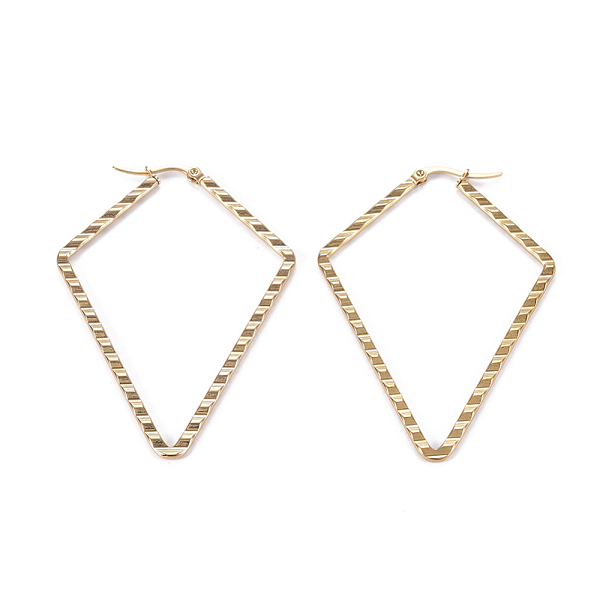 PandaHall 304 Stainless Steel Angular Hoop Earrings, Hypoallergenic Earrings, Quadrangle, Textured, Golden, 66x46x2mm, Pin: 1x0.7mm 304...
PandaHall 304 Stainless Steel Angular Hoop Earrings, Hypoallergenic Earrings, Quadrangle, Textured, Golden, 66x46x2mm, Pin: 1x0.7mm 304...