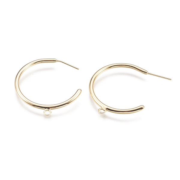 PandaHall Brass Stud Earring Findings, Half Hoop Earrings, with Loop, Nickel Free, Real 18K Gold Plated, 32.5x29x2mm, Hole: 2mm, pin: 0.7mm...
PandaHall Brass Stud Earring Findings, Half Hoop Earrings, with Loop, Nickel Free, Real 18K Gold Plated, 32.5x29x2mm, Hole: 2mm, pin: 0.7mm...
