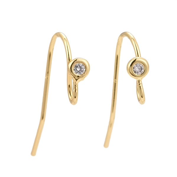 PandaHall Brass Earring Hooks, with Clear Cubic Zirconia, Real 18K Gold Plated, 20mm, 20 Gauge, Pin: 0.8mm Brass+Cubic Zirconia
PandaHall Brass Earring Hooks, with Clear Cubic Zirconia, Real 18K Gold Plated, 20mm, 20 Gauge, Pin: 0.8mm Brass+Cubic Zirconia