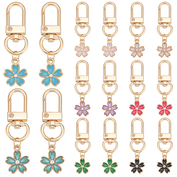 PandaHall Alloy Enamel Flower Pendant Decorations, with Crystal Rhinestone and Zinc Alloy Swivel Clasps, Mixed Color, 5.1cm, 8 colors..., Multicolor
PandaHall Alloy Enamel Flower Pendant Decorations, with Crystal Rhinestone and Zinc Alloy Swivel Clasps, Mixed Color, 5.1cm, 8 colors..., Multicolor
