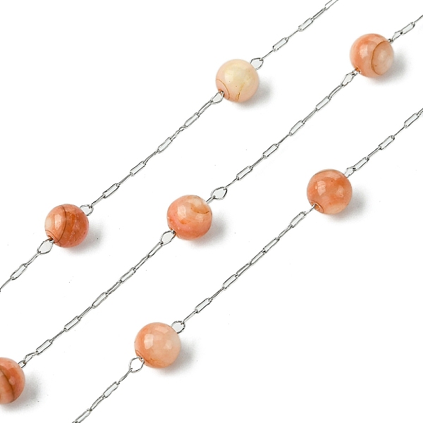 PandaHall Natural Shell Pearl Beads,Dyed with 304 Stainless Steel Chains, Soldered, with Spool, Coral, 5mm 304 Stainless Steel Red
PandaHall Natural Shell Pearl Beads,Dyed with 304 Stainless Steel Chains, Soldered, with Spool, Coral, 5mm 304 Stainless Steel Red