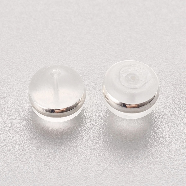 PandaHall Silicone Ear Nuts, Earring Backs, with Stainless Steel, Silver Color Plated, 5.5x4mm, Hole: 0.5mm Silicone
PandaHall Silicone Ear Nuts, Earring Backs, with Stainless Steel, Silver Color Plated, 5.5x4mm, Hole: 0.5mm Silicone