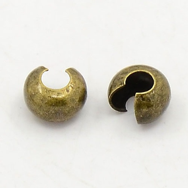 PandaHall Brass Crimp Beads Covers, Nickel Free, Antique Bronze Color, Size: About 4mm In Diameter, Hole: 1.5~1.8mm Brass
PandaHall Brass Crimp Beads Covers, Nickel Free, Antique Bronze Color, Size: About 4mm In Diameter, Hole: 1.5~1.8mm Brass