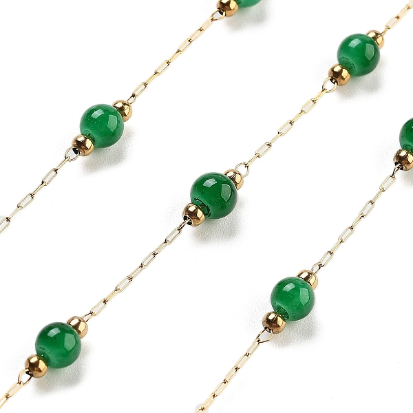 PandaHall Handmade Round Dyed Natural Malaysia Jade Beaded Chains, with Ion Plating(IP) 304 Stainless Steel Paperclip Chains, Unwelded, Real..., Green
PandaHall Handmade Round Dyed Natural Malaysia Jade Beaded Chains, with Ion Plating(IP) 304 Stainless Steel Paperclip Chains, Unwelded, Real..., Green