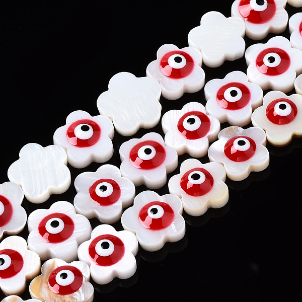 PandaHall Natural Freshwater Shell Beads, with Enamel, Flower with Evil Eye, FireBrick, 10.5x11x4.5mm, Hole: 0.7mm, about 38~39pcs/strand..., Red
PandaHall Natural Freshwater Shell Beads, with Enamel, Flower with Evil Eye, FireBrick, 10.5x11x4.5mm, Hole: 0.7mm, about 38~39pcs/strand..., Red