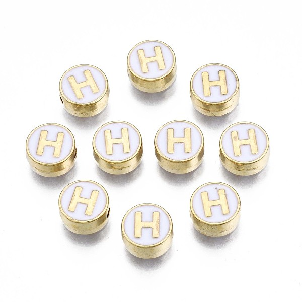 PandaHall Alloy Enamel Beads, Cadmium Free & Lead Free, Light Gold, Flat Round with Alphabet, White, Letter.H, 8x4mm, Hole: 1.5mm...
PandaHall Alloy Enamel Beads, Cadmium Free & Lead Free, Light Gold, Flat Round with Alphabet, White, Letter.H, 8x4mm, Hole: 1.5mm...
