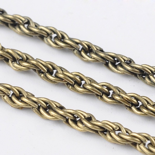 PandaHall Iron Rope Chains, Unwelded, Antique Bronze, with Spool, Link: 3mm, Wire: 0.6mm thick, about 328.08 Feet(100m)/roll Iron
PandaHall Iron Rope Chains, Unwelded, Antique Bronze, with Spool, Link: 3mm, Wire: 0.6mm thick, about 328.08 Feet(100m)/roll Iron