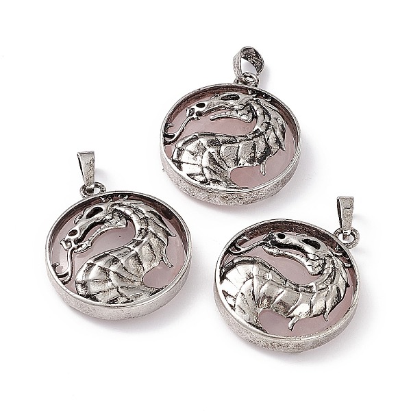 PandaHall Natural Rose Quartz Pendants, Flat Round Charms with Rack Plating Antique Silver Tone Brass Dragon, Cadmium Free & Lead Free...
PandaHall Natural Rose Quartz Pendants, Flat Round Charms with Rack Plating Antique Silver Tone Brass Dragon, Cadmium Free & Lead Free...