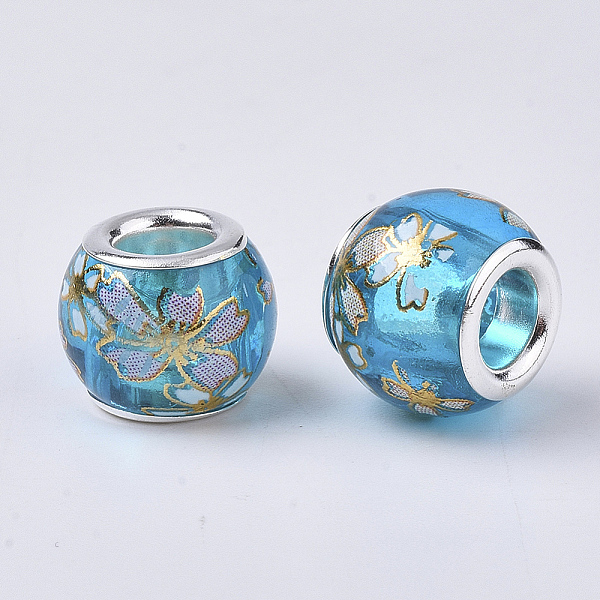 PandaHall Printed Transparent Glass European Beads, Large Hole Beads, with Platinum Tone Brass Double Cores, Rondelle with Sakura Pattern...
PandaHall Printed Transparent Glass European Beads, Large Hole Beads, with Platinum Tone Brass Double Cores, Rondelle with Sakura Pattern...