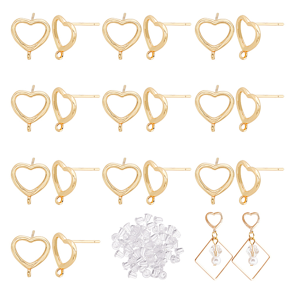 PandaHall BENECREAT Brass Stud Earring Findings, Heart, with Vertical Loops and Plastic Ear Nuts, Light Gold, Stud Earring Findings: 13x12mm...
PandaHall BENECREAT Brass Stud Earring Findings, Heart, with Vertical Loops and Plastic Ear Nuts, Light Gold, Stud Earring Findings: 13x12mm...