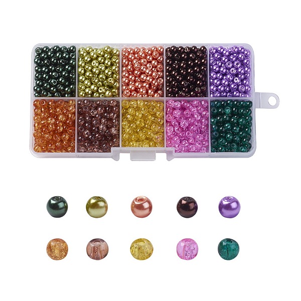 PandaHall Mixed Baking Painted Crackle Glass & Glass Pearl Bead Sets, Round, Mixed Color, 4~4.5x4mm, Hole: 1mm, about 150pcs/compartment..., Multicolor
PandaHall Mixed Baking Painted Crackle Glass & Glass Pearl Bead Sets, Round, Mixed Color, 4~4.5x4mm, Hole: 1mm, about 150pcs/compartment..., Multicolor