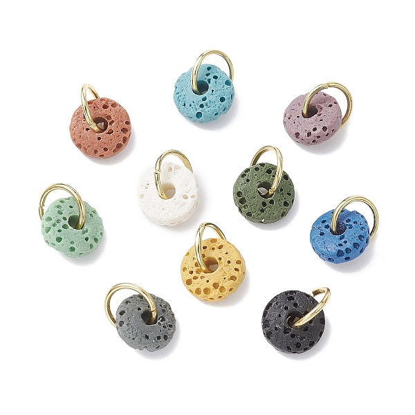 PandaHall Natural Lava Rock Dyed Disc Charms, with 304 Stainless Steel Open Jump Rings, Golden, 8x3.2mm, Hole: 5x2mm Lava Rock Disc..., Multicolor
PandaHall Natural Lava Rock Dyed Disc Charms, with 304 Stainless Steel Open Jump Rings, Golden, 8x3.2mm, Hole: 5x2mm Lava Rock Disc..., Multicolor