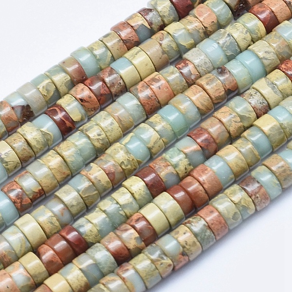 PandaHall Natural Aqua Terra Jasper Beads Strands, Heishi Beads, Flat Round/Disc, 6x3~3.5mm, Hole: 1mm, about 135pcs/strand, 15.7 inch(40cm)...
PandaHall Natural Aqua Terra Jasper Beads Strands, Heishi Beads, Flat Round/Disc, 6x3~3.5mm, Hole: 1mm, about 135pcs/strand, 15.7 inch(40cm)...