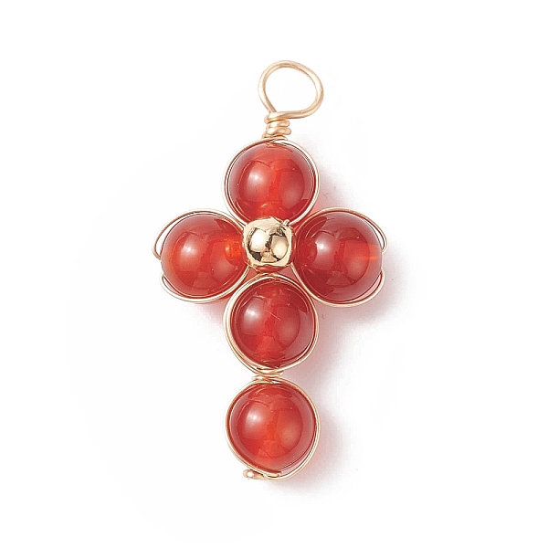 PandaHall Natural Red Agate Copper Wire Wrapped Pendants, Religion Cross Charms, with Brass Beads, Light Gold, 29.5~30x16.5~17x6.5~7mm, Hole...
PandaHall Natural Red Agate Copper Wire Wrapped Pendants, Religion Cross Charms, with Brass Beads, Light Gold, 29.5~30x16.5~17x6.5~7mm, Hole...