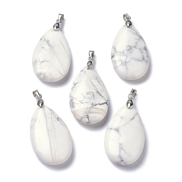 PandaHall Natural Howlite Pendants, with Brass Finding, Teardrop, 35x20x7.5~9mm, Hole: 4x3.5mm Howlite Teardrop
PandaHall Natural Howlite Pendants, with Brass Finding, Teardrop, 35x20x7.5~9mm, Hole: 4x3.5mm Howlite Teardrop
