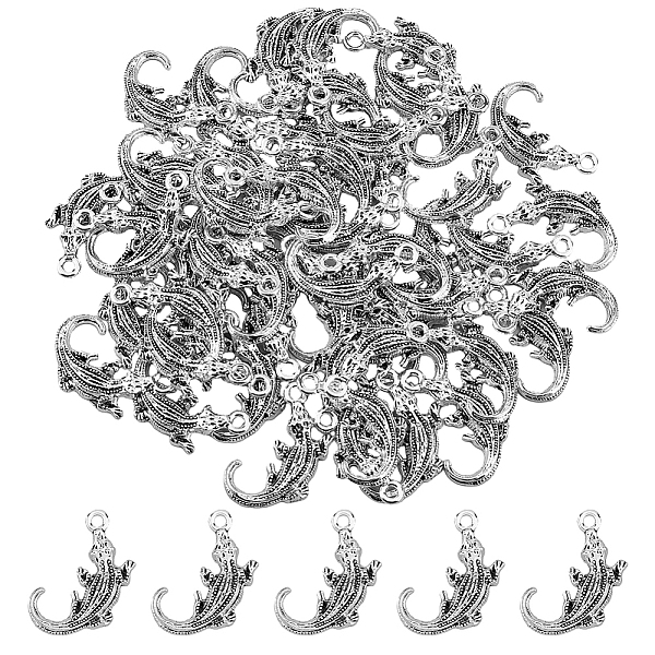 PandaHall DICOSMETIC Alloy Pendant, Gecko, Antique Silver, 27x17x3mm, Hole: 2mm, 80pcs/box Alloy Gecko
PandaHall DICOSMETIC Alloy Pendant, Gecko, Antique Silver, 27x17x3mm, Hole: 2mm, 80pcs/box Alloy Gecko