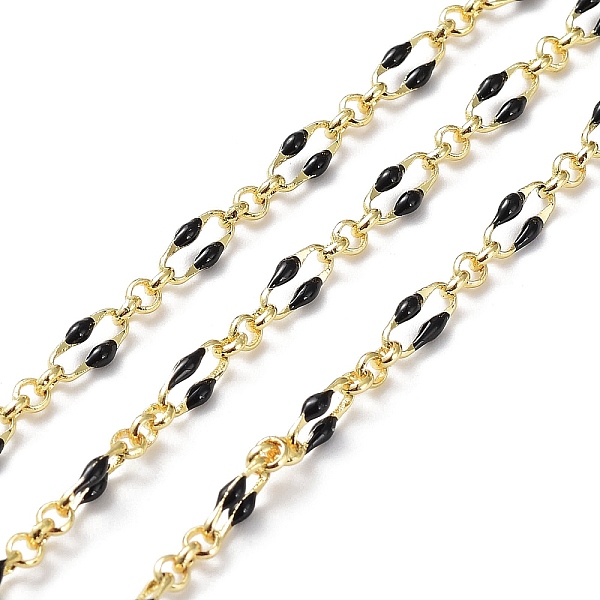 PandaHall Enamel Oval Link Chains, with Real 18K Gold Plated Brass Findings, Soldered, with Spool, Black, 4x7x1mm Brass Black
PandaHall Enamel Oval Link Chains, with Real 18K Gold Plated Brass Findings, Soldered, with Spool, Black, 4x7x1mm Brass Black