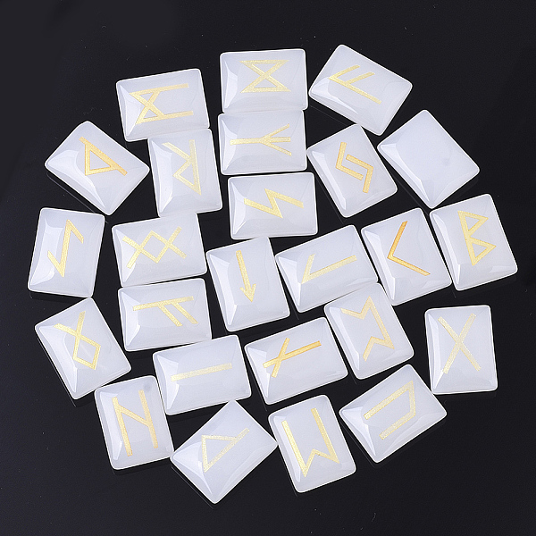 PandaHall Glass Cabochons, Divination Stone, Rectangle with Runes/Futhark/Futhorc, White, 20x15x5.5mm, 25pcs/set Glass Rectangle White
PandaHall Glass Cabochons, Divination Stone, Rectangle with Runes/Futhark/Futhorc, White, 20x15x5.5mm, 25pcs/set Glass Rectangle White