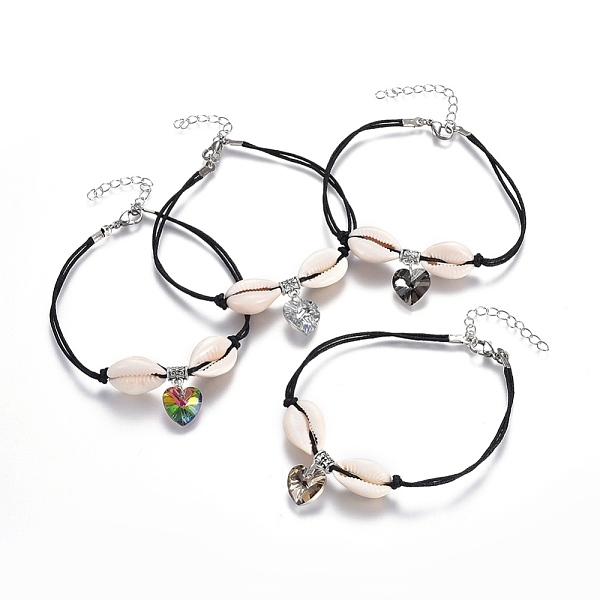 PandaHall Chinese Waxed Cotton Cord Anklet, with Heart Electroplated Glass Pendants, Tibetan Style Alloy Findings and Shell Beads, Mixed..., Multicolor
PandaHall Chinese Waxed Cotton Cord Anklet, with Heart Electroplated Glass Pendants, Tibetan Style Alloy Findings and Shell Beads, Mixed..., Multicolor