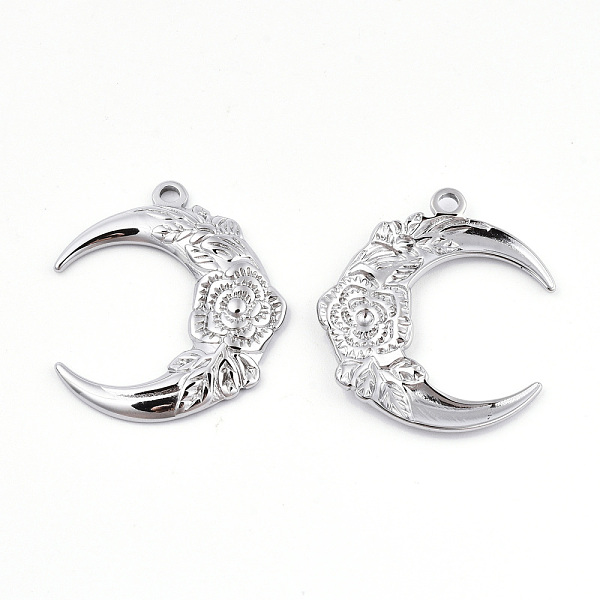 PandaHall 201 Stainless Steel Pendants, Moon with Flower, Stainless Steel Color, 30x26.5x3mm, Hole: 2mm 201 Stainless Steel Moon
PandaHall 201 Stainless Steel Pendants, Moon with Flower, Stainless Steel Color, 30x26.5x3mm, Hole: 2mm 201 Stainless Steel Moon